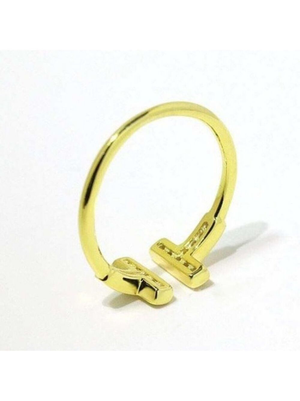 18k gold plated Sterling Silver T Shape ring - Picture 3 of 7